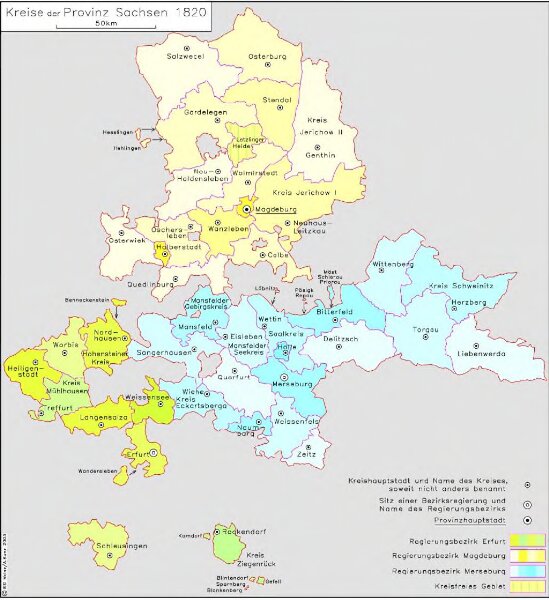 Kreise der Provinz Sachsen 1820