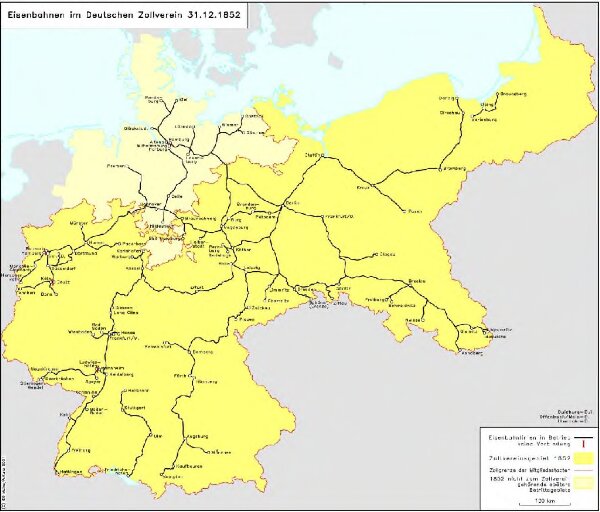 Eisenbahnen im Deutschen Zollverein 31.12.1852