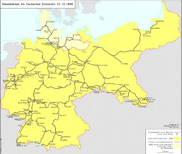Eisenbahnen im Deutschen Zollverein 31.12.1855