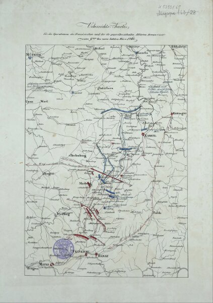 Uebersichts-Karte für die Operationen der Französischen und der ihr gegenüberstehenden Alliirten Armee vom 9ten bis zum letzten März 1761
