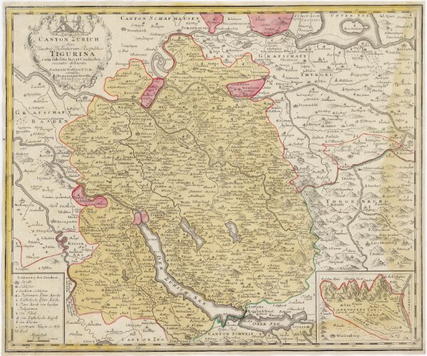 Karte des Kantons Zürich mit seinen Untertanengebieten und Grenzen: Originalkarte