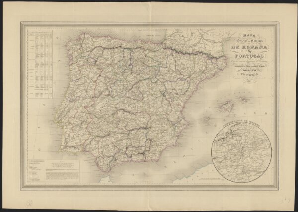 Mapa general de caminos de España y de Portugal con las nuevas divisiones de provincias sirve de continuación al Atlas nacional de España