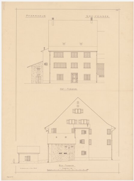 Greifensee: Pfarrhaus und Waschhaus; Süd- und Ostansichten (Nr. 8)