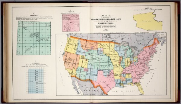 Principal Meridians and Base Lines in the United States.  Standard Time.