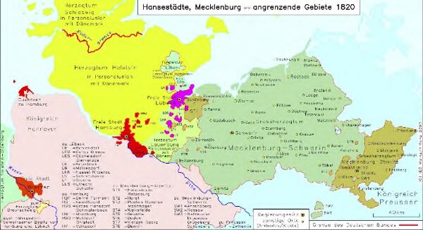 Hansestädte, Mecklenburg und angrenzende Gebiete 1820