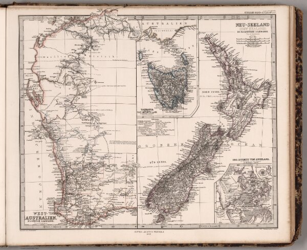 West-Australien.  Neu-Zeeland.  Tasmania, van Damien's Land.  (Australia, New Zealand).