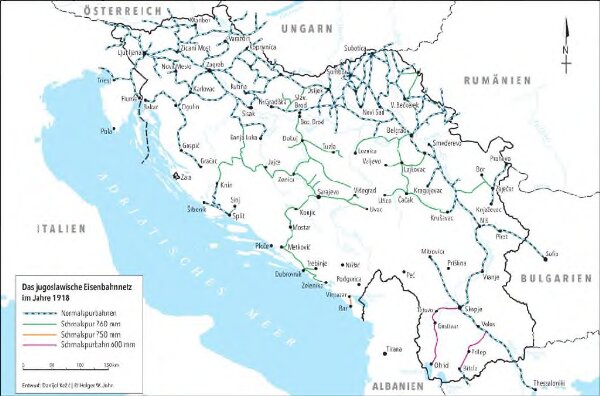 Das jugoslawische Eisenbahnnetz im Jahre 1918