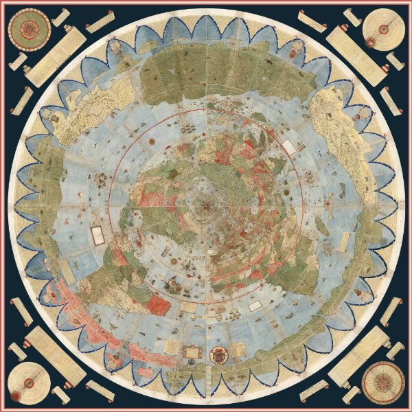 Composite: Tavola 1-60. (Map of the World) (with additional spheres and labels in the four corners).
