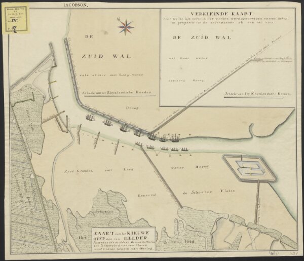 Kaart van het Nieuwe Diep aan den Helder, aanwyzende de aldaar gemaakte werken ter formeering van een haven voor 's lands schepen van oorlog.