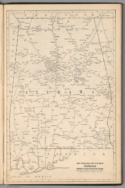 Railway Distance Map of the State of Alabama
