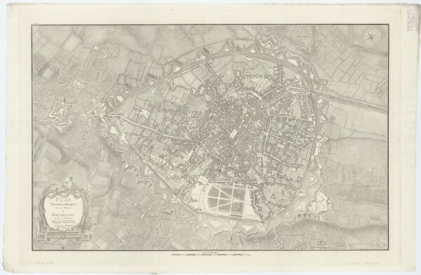 XXI, Plan topographique de la ville de Bruxelles, uit: Carte chorographique des Pays-Bas Autrichiens / ... par le Comte de Ferraris ; gravée par L.A. Dupuis