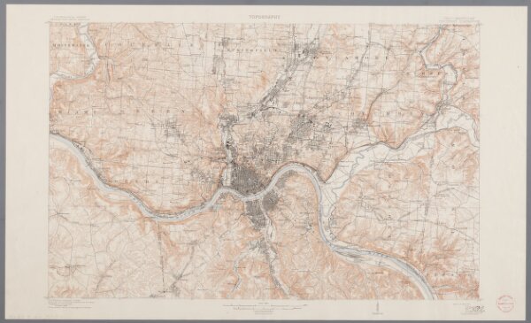 Ohio-Kentucky, Cincinnati quadrangle : topography / geo[graphy] T. Hawkins and W.J. Peters ; topography by Chas. E. Cooke