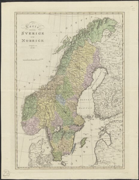 Karta öfver Sverige och Norrige