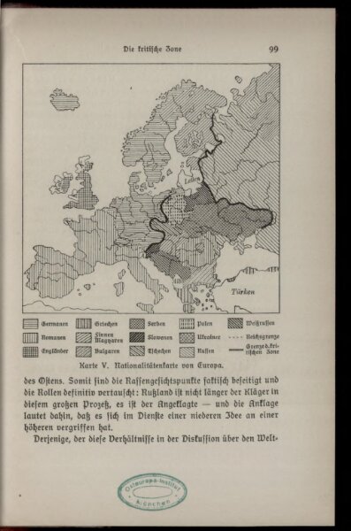 Karte V: Nationalitätenkarte von Europa