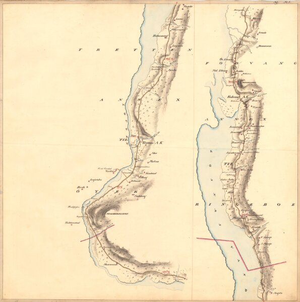 Kartblad nr 5: Kaart over Postveien fra Korsødegaarden til Trondhjem igjennom Gulbrandsdalen over Dovrefjeld