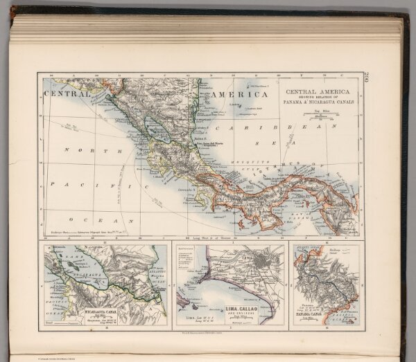 Central America Showing Relation of Panama & Nicaragua Canals.  Lima, Callao.