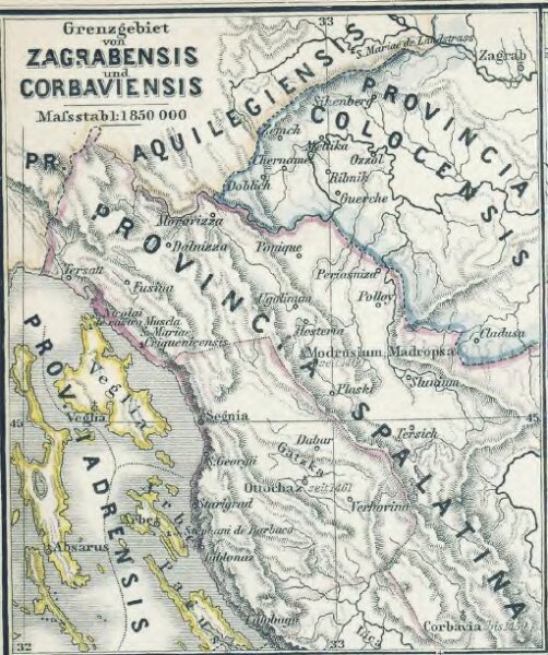 Grenzgebiet von Zagrabiensis und Corbaviensis
