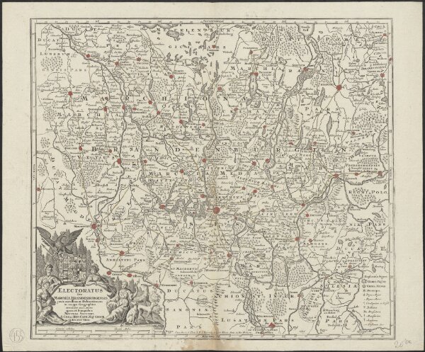 Electoratus sive marchia Brandenburgensis, juxta novissimam delineationem in mappa geographica, accuratae aeri incisa