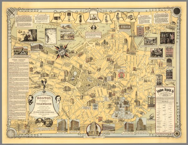 Boston, Birthplace of the Telephone : A Pictorial Map of the Down Town Area