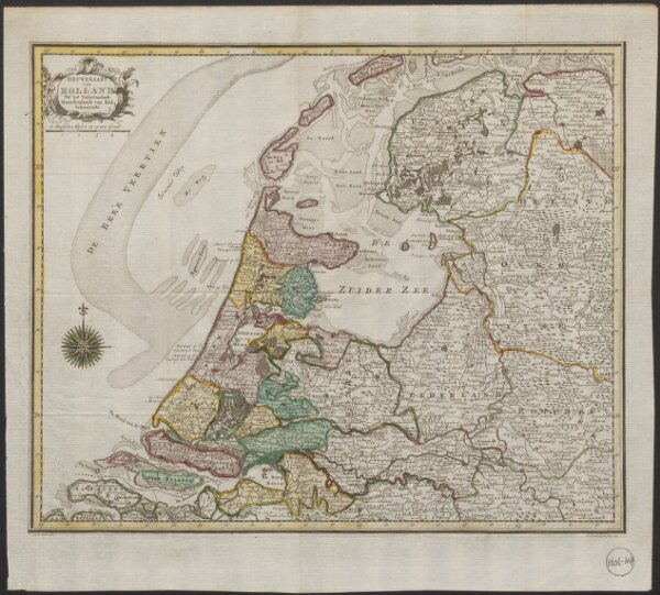 Nieuwe kaart van Holland tot het Vaderlandsch Woordenboek van Kok behoorende