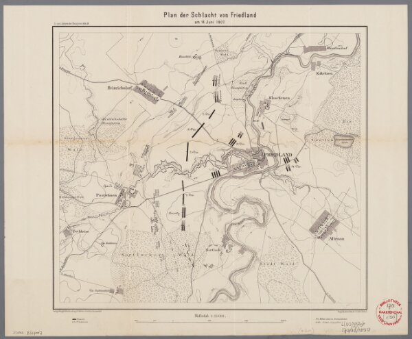 Plan der Schlacht von Friedland am 14. Juni 1807