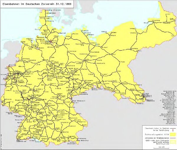 Eisenbahnen im Deutschen Zollverein 31.12.1869