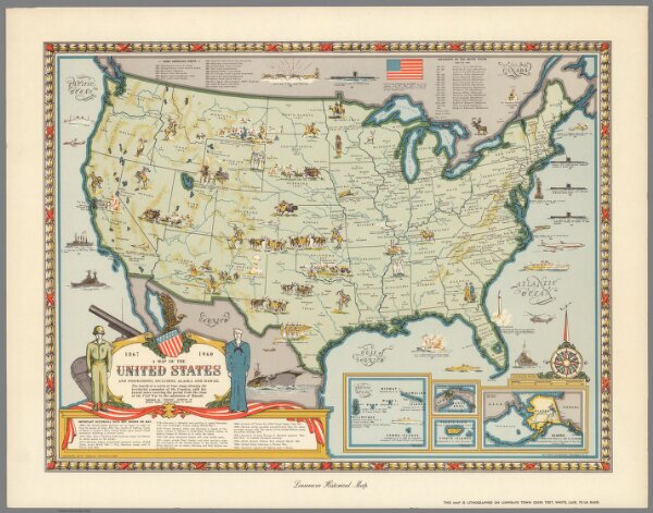 A map of the United States and possessions