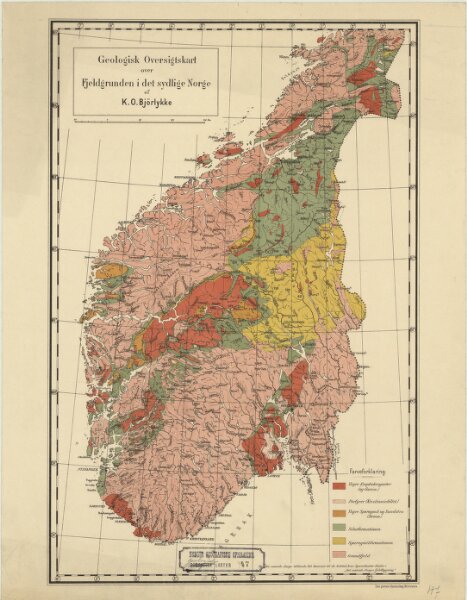 Geologiske kart 47: Geologisk oversigtskart over Fjeldgrunden i det sydlige Norge