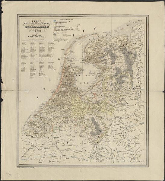 Proef eener geologische kaart van de Nederlanden
