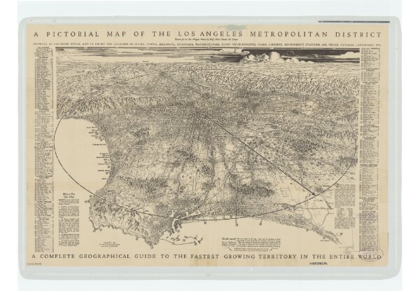 Pictorial map of the Los Angeles metropolitan district: a complete geographical guide to the fastest growing territory in the entire world / drawn for the Los Angeles times by Charles H. Owens.