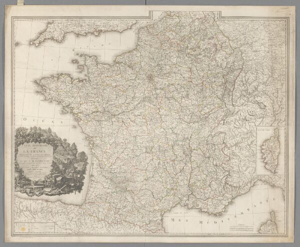Carte itineraire de la France, donnant toutes les routes des postes, les lieux de relais, les routes des messageries et autres