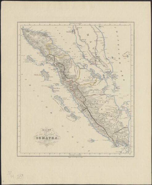 Kaart van het eiland Sumatra