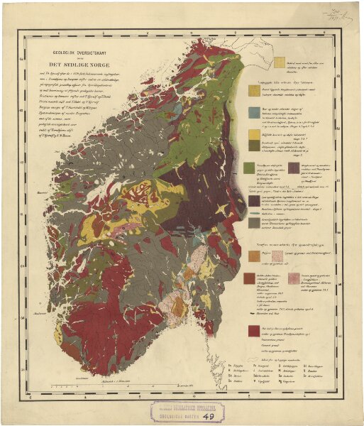 Geologiske kart 49: Geologisk oversigtskart over Det sydlige Norge