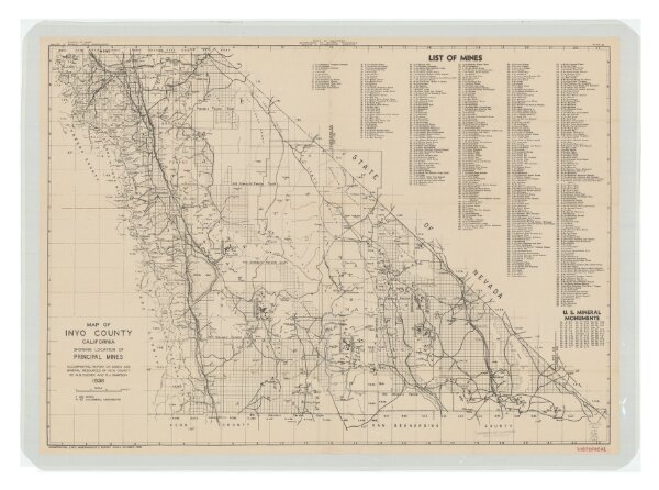 Map of Inyo County, California : showing locations of principal mines