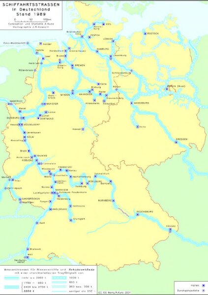 Schiffahrtsstraßen in Deutschland Stand 1989