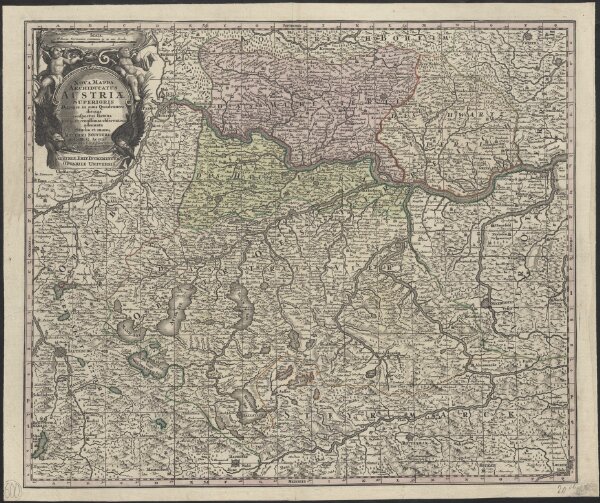 Nova mappa Archiducatus Austriae Superioris : ditiones in suos quadrantes divisas conspectui sistens juxta recentissimas observation. adornata
