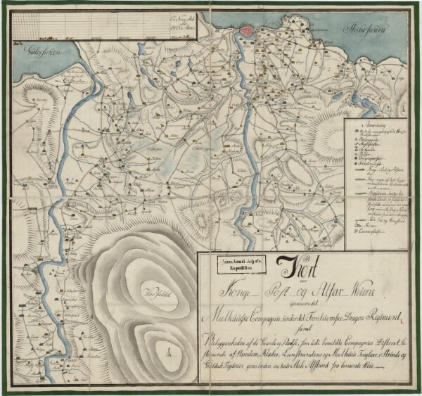Kartblad 177: Kort over Konge- Post- og Alfar-Weiene igjennem det Melhusske Compagnie under det Trondhiemske Dragonregiment