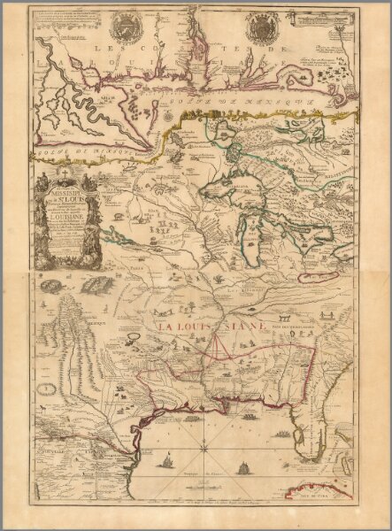 Composite: Le cours de Missisipi, ou de St. Louis (with) Partie meridionale de la Riviere de Missisipi.