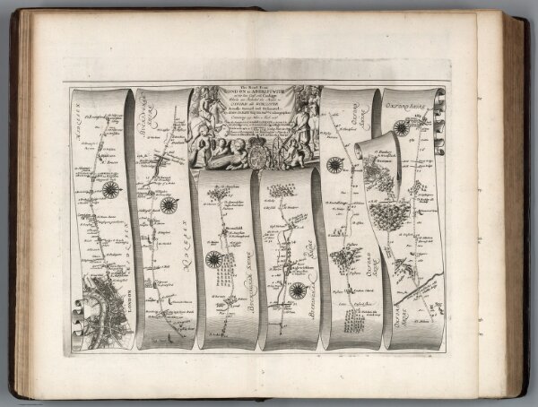 Road from London to Aberistwith.  Plate I.  London to Islip and Oxford.
