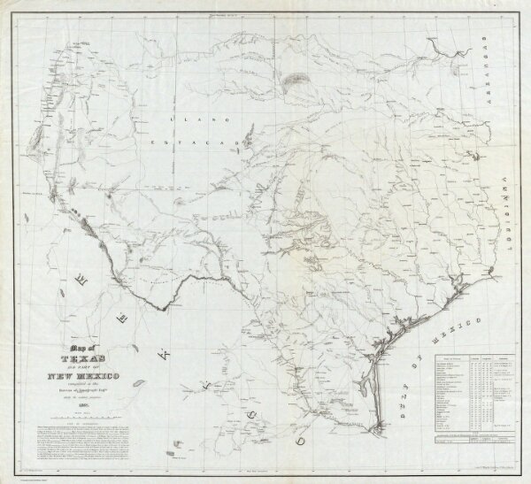 Map of Texas and part of New Mexico.