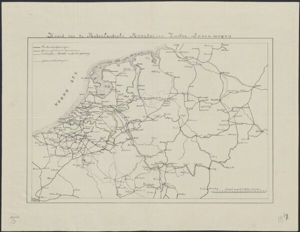 Kaart van de Nederlandsche Noorder- en Zuider spoorwegen
