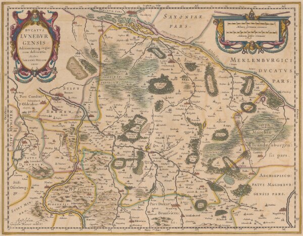 Ducatus Luneburgensis Adiacentiumque regionum delineatio. [Karte], in: Novus Atlas, das ist, Weltbeschreibung, Bd. 1, S. 111.