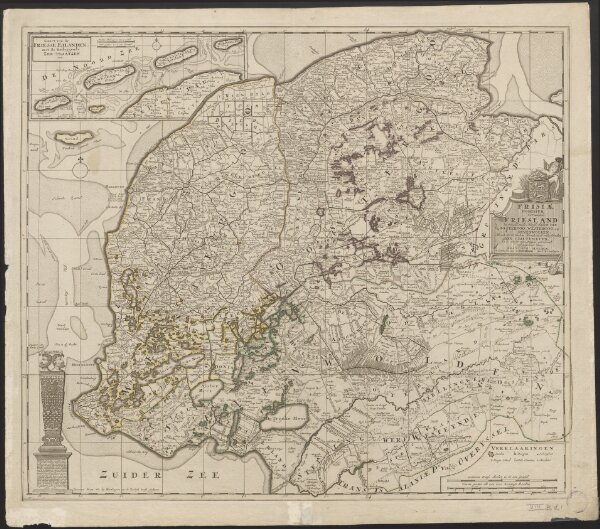 Frisiae Dominium vernacule Friesland : verdeeld in de hoofd-deelen van Oostergoo, Westergoo en Sevenwolden, als ook de 11 steden zynde noch onderschyden in XXX grieteneyen