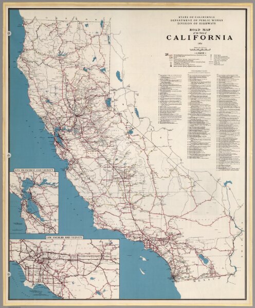 Road Map of the State of California, 1954.