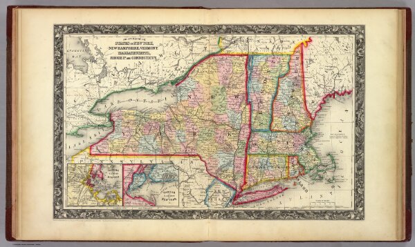 County Map Of The States Of New York, New Hampshire, Vermont. Massachusetts, Rhode Id. And Connecticut.