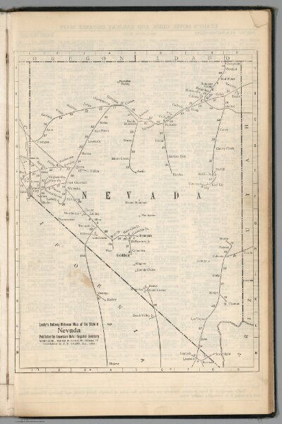 Railway Distance Map of the State of Nevada