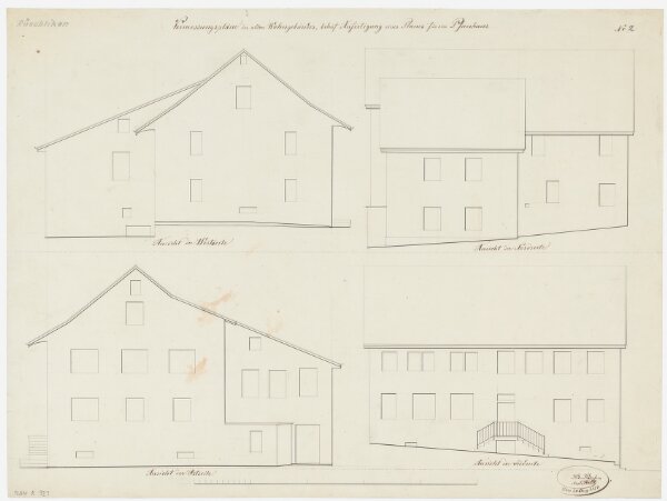 Rüschlikon: Projektiertes Pfarrhaus; Nord-, Süd-, Ost- und Westansichten (Nr. 2)