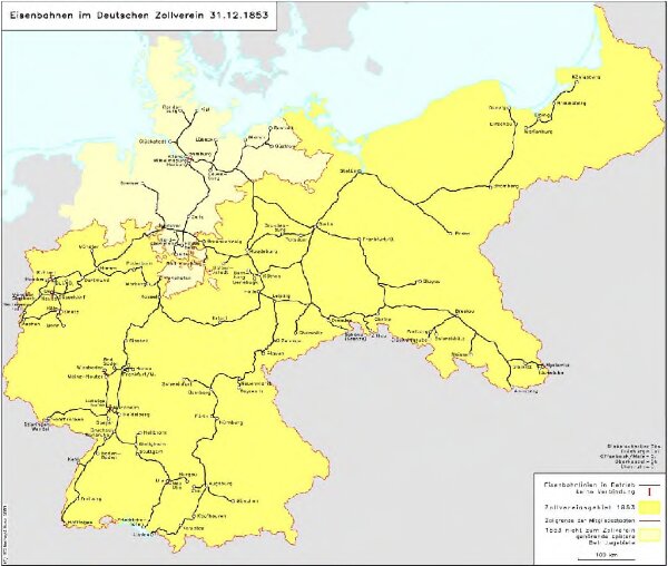 Eisenbahnen im Deutschen Zollverein 31.12.1853