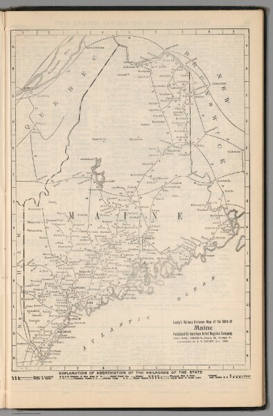 Railway Distance Map of the State of Maine