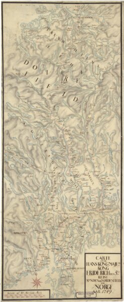 Norge 67: Carte over Hans Kongl. Majest.s Kong Friderich den 5tes Reise Synden og Nordenfields udi Norge Aar 1749.
